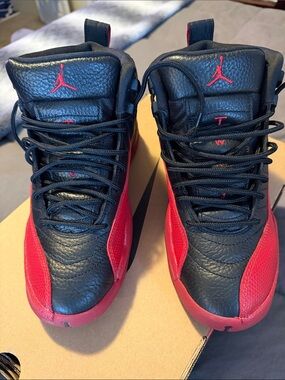 Jordan youth 7 Black and Red High-Top Sneakers women 8.5